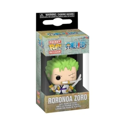 Image of Funko POP! Keychain: One Piece Roronoa Zoro Novelty Keyring Collectable Mini Figure Stocking Filler Gift Idea Official Merchandise Anime Fans Backpack Decor