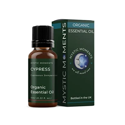 Image of Mystic Moments Organic Cypress Essential Oil 10ml Pure &amp; Natural for Diffusers, Aromatherapy Massage Blends Vegan GMO Free