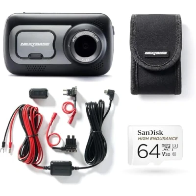 Image of Nextbase 522GW Dash Cam, Hard Wiring Kit, Class 10 U3 64GB SD Card &amp; Case included Full 1440p/30fps HD in Car Camera Wifi Bluetooth GPS Alexa Polarising Filter Built Emergency SOS Response