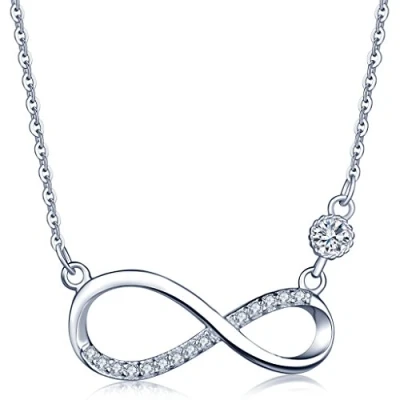Image of Infinite U Women&#039;s girl&#039;s Necklace, Infinity symbol diamond Pendant, 925 Sterling Silver Necklace inlaid with zircon, Christmas birthday gift