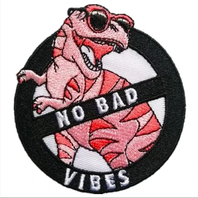Image of BPA Embroidered Patches Iron on Sew for Clothing Jackets etc. No Bad Vibes