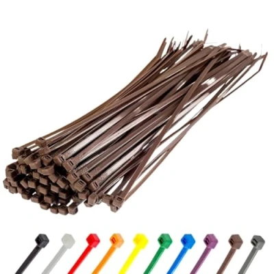 Image of Gocableties Brown Cable Ties, 300mm x 4.8mm, Pack of 100, 12&quot; Premium Nylon Zip Multi Purpose Plastic Tie Wraps, Secure Self Locking Mechanism, for Home, Garden, Office and DIY