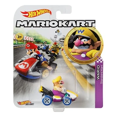 Image of Mattel Hot Wheels Mario Kart GBG32 1:64 Metal Car Characters Cars Character Wario Standard