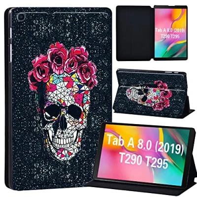 Image of FINDING Case Galaxy Tab A 8.0 2019 T290 T295, Slim Light Cover Stand Hard Shell Folio for inch Tablet Model SM (Wi Fi) T295 (LTE) (black skull)
