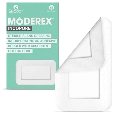 Image of Moderex Sterile Adhesive Island Dressing with Absorbent Cotton Pad (9x15cm x 25)