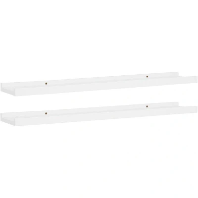 Image of vidaXL Picture Frame Ledge Shelves 2 pcs White 80x9x3 cm MDF