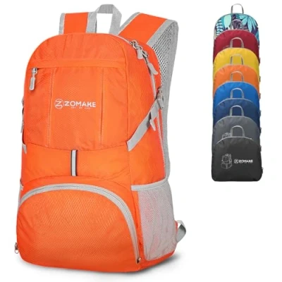 Image of ZOMAKE Lightweight Foldable Backpack Packable Rucksack 35L Backpcks Walking Rucksacks Travel Daypack For Men Women Outdoor Camping Hiking (Orange)