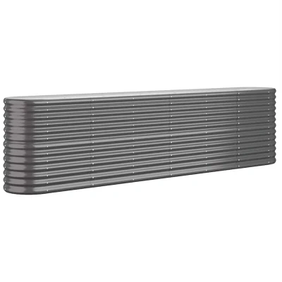 Image of vidaXL Anthracite Powder Coated Steel Garden Raised Bed 260x40x68 cm Sturdy &amp; Weather Resistant Oval Planter for Outdoor Gardening