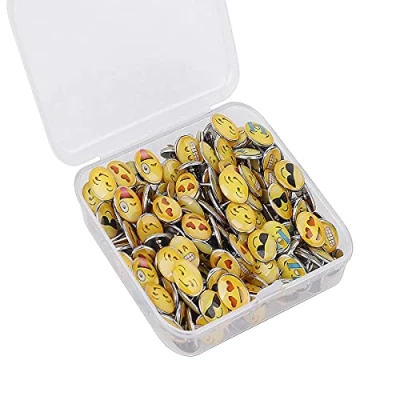 Image of Decorative Drawing Pins,100 Pcs Creative Fashion Push Pins Cute Emoticon Thumbtacks for Photos Maps Wall, Pinboard, Cork Boards, Notice Board, Bulletin Board