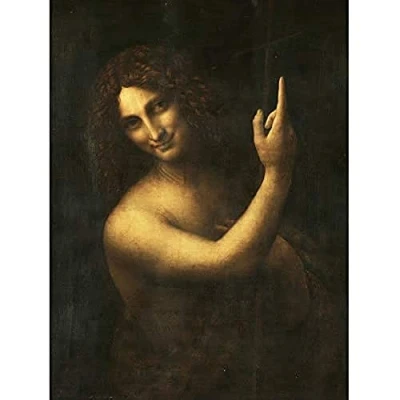 Image of Artery8 Leonardo Da Vinci Saint John The Baptist Panting Art Print Canvas Premium Wall Decor Poster Mural