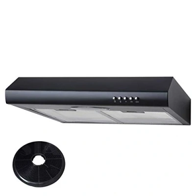 Image of SIA STE50BL 50cm Black Slimline Visor Cooker Hood Kitchen Extractor Fan &amp; Filter