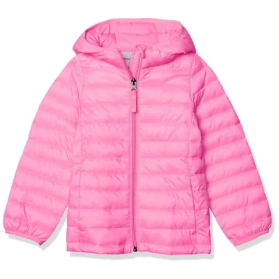 Image of Amazon Essentials Girls&#039; Lightweight Water Resistant Packable Hooded Puffer Jacket, Neon Pink, 6 7 Years