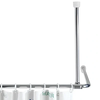 Image of Wenko 19212100 Ceiling support for telescopic shower rail 57 cm length, Metal Aluminium, Chrome