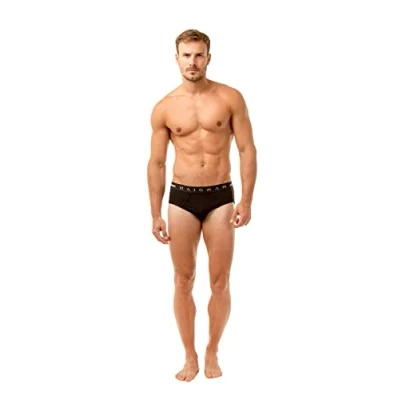 Image of 3 Pack Mens Haigman Briefs Underwear Cotton Trunks Boxers Flexible Shorts (Small, Black)