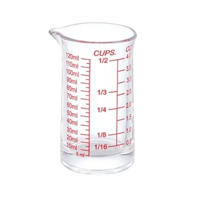 Image of Shot Glass Measuring Cup 4 Ounce/120ML Liquid Heavy High Espresso Red Line，V Shaped Spout
