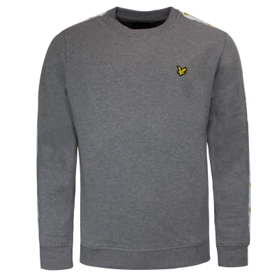 Image of Lyle &amp; Scott Taped Sweatshirt Branded Logo Crew Jumper Grey ML1135V T28