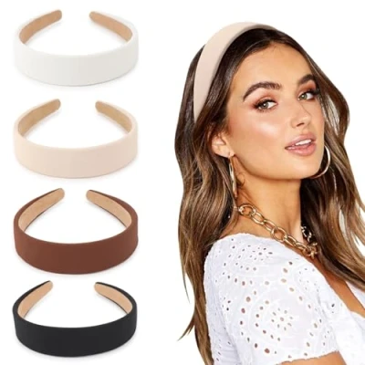 Image of DRESHOW 4 Pack Hard Headbands for Women’s Hair 1 Inch Wide Non slip Headband Fall Elastic Bands Women and Girls