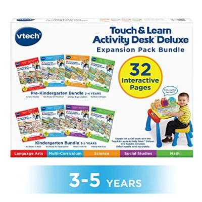 Image of VTech 80 225100 Activity Desk 4 in 1 Kindergarten Expansion Pack Bundle for Age 3 5, Multicolor