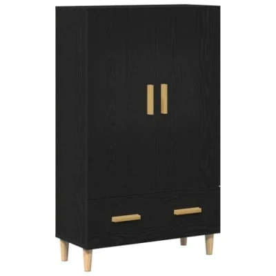 Image of vidaXL Highboard Black Oak Engineered Wood Storage Unit with Adjustable Shelves for Dining &amp; Living Room, 69.7x31x106 cm