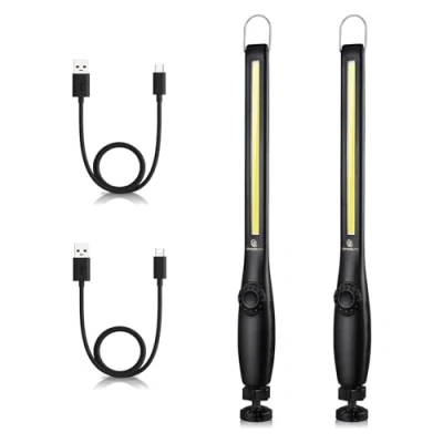 Image of ORHOMELIFE LED Work Light 800 lumens 2800mAh Rechargeable Magnetic Flashlight COB Handheld Portable Worklight Inspection for Car Repair Machine Garage Emergency(2 Pack)