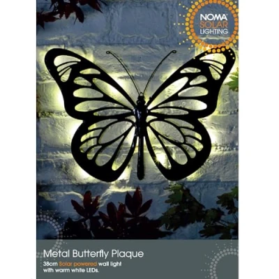 Image of Noma Solar Metal Butterfly LED Garden Plaque (Pack of 1)
