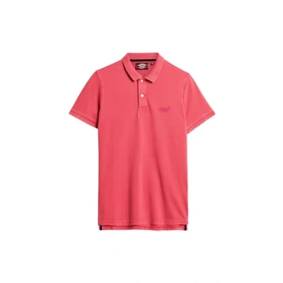 Image of Superdry Men&#039;s Plain Polo Shirt Sweatshirt, Raspberry Pink, S