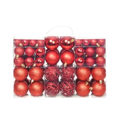 Image of &quot;vidaXL 100 Piece Christmas Baubles Set in Shiny Red, Durable Plastic Ornaments, Festive Holiday Decoration&quot;