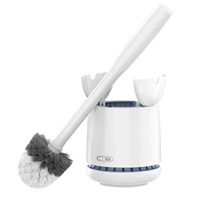 Image of MR.SIGA Toilet Bowl Brush and Holder, Premium Quality, with Solid Handle Durable Bristles for Bathroom Cleaning, White, 1 Pack