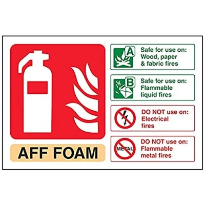 Image of V Safety Aff Foam Id Fire Extinguisher Sign 150mm x 100mm Self Adhesive Vinyl