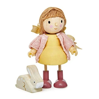 Image of Tender Leaf Toys Amy and her Rabbit Flexible Wooden Dolls House Doll