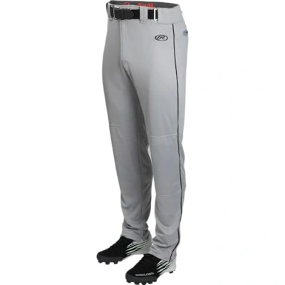 Image of Rawlings Launch Series Game/Practice Baseball Pant, Adult, Piped, Full Length, Grey/Black, Small
