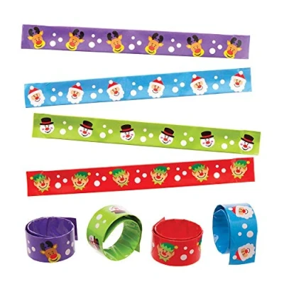 Image of Baker Ross AT341 Festive Friends Snap on Bracelets (Pack of 8) Christmas Arts and Crafts, Assorted