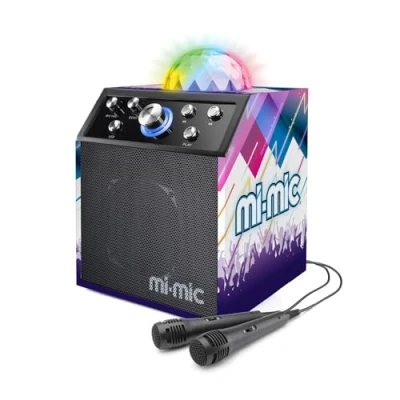 Image of Mi Mic Cube Speaker, Kids Karaoke Machine And Disco Portable With Bluetooth, Microphone, Led Lights Echo,