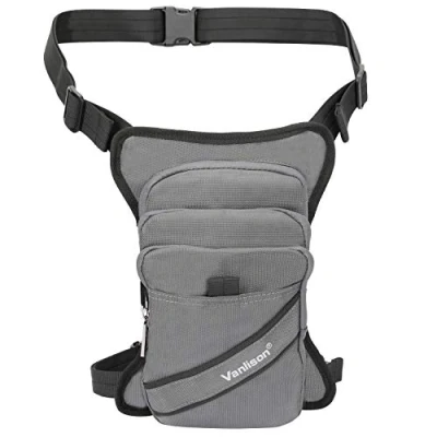 Image of Larswon Drop Leg Bag Thigh Pack Pouch Panel Motorcycle Grey