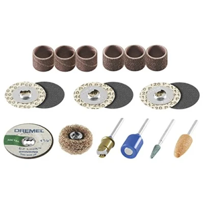 Image of Dremel EZ686 01 EZ Lock Sanding and Grinding Rotary Tool Accessory Kit Includes Discs/Bands Stones Perfect for Detail Sharpening
