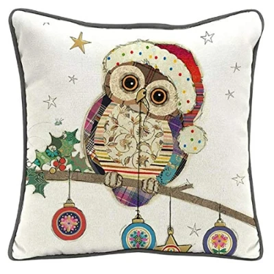 Image of Bug Art Christmas Kooks Decorations Range Cushions/Snack Trays/Tree Decs (Cushion Owl)