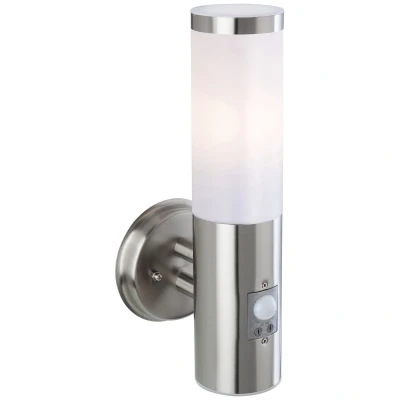 Image of Plaza 1 Light Outdoor Wall Light, PIR Stainless Steel IP44, E27