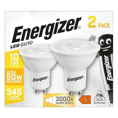 Image of 4 x Energizer LED SPOT LAMP GU10 Warm White 3000K 4.2W Replace 50W 345 Lumens