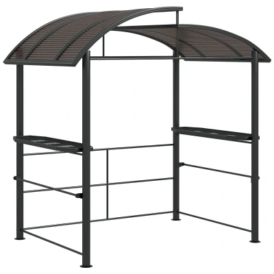 Image of Outsunny Bbq Patio Canopy Gazebo with Interlaced Polycarbonate Roof 2 Shelves 84C 237V01CG