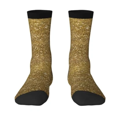 Image of BeNtli Crew Socks, Compression Socks Casual Novelty Sports 40CM Long For Unisex Gold Glitter Sparkle Glittery Sparkly