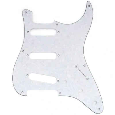 Image of Musiclily Pro 8 Holes ST SSS Pickguard for 2008 2019 China Made Squier Classic Vibe SQ CV 50s Reissue Vintage Strat Style Electric Guitar, 4ply White Pearl