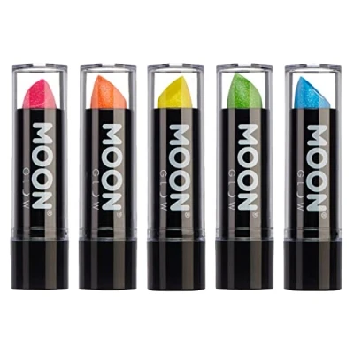 Image of Neon UV Glitter Lipstick by Moon Glow Bright Coloured Glows under (Set of 5)