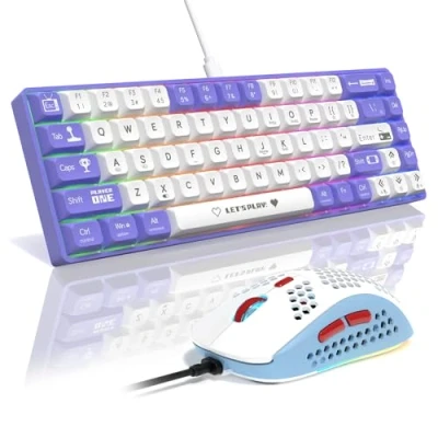 Image of MAMBASNAKE AJAZZ AK680 Mechanical Keyboard, 68 Key 60 Percent Hot Swappable Gaming Keyboard + 6 Adjustable DPI 6400 Mouse with RGB Light, for PC/Mac/Laptop Gamer (Blue Clicky Switch)