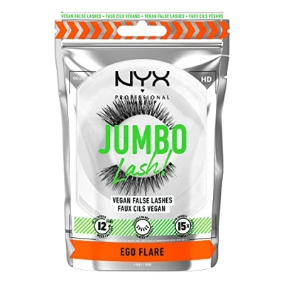 Image of NYX Professional Makeup False Lashes, Long lasting 12h Wear, Invisible Bands, Re Usable up to x15, Vegan Jumbo Lash!, Ego Flare