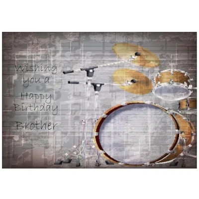 Image of Beebooh cards gold coloured drum kit Brother birthday card