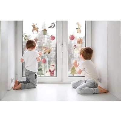 Image of QuoteMyWall Watercolour Christmas Set Window Stickers Santa Reindeer Snowman Decorations Decals For Windows Home Shop
