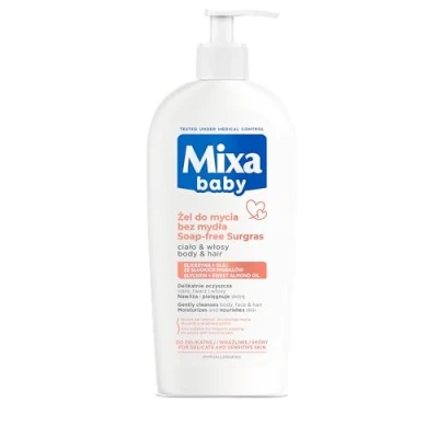 Image of Mixa Baby Fine Shampoo and Bath 2 in 1 with Nourishing Almond Oil Glycerin, for Sensitive Children&#039;s Skin, 400 ml