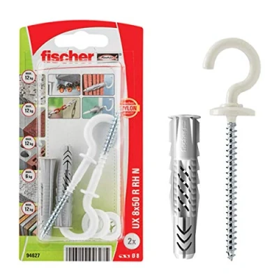Image of fischer Universal Plug UX 8x50 RH NK and Hook, 94627, Gray