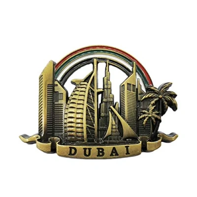 Image of 3D Dubai UAE Refrigerator Magnet Souvenir Metal Collection, Fridge Gift Magnetic Sticker Home Kitchen Decoration