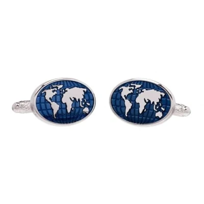 Image of World Map Cufflinks Presented in a GS Cufflink Box